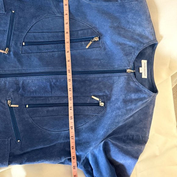 Blue suede leather jacket - Picture 7 of 8